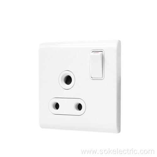 15A 250V Single Pole Switched 3Round Pin Socket Outlets White